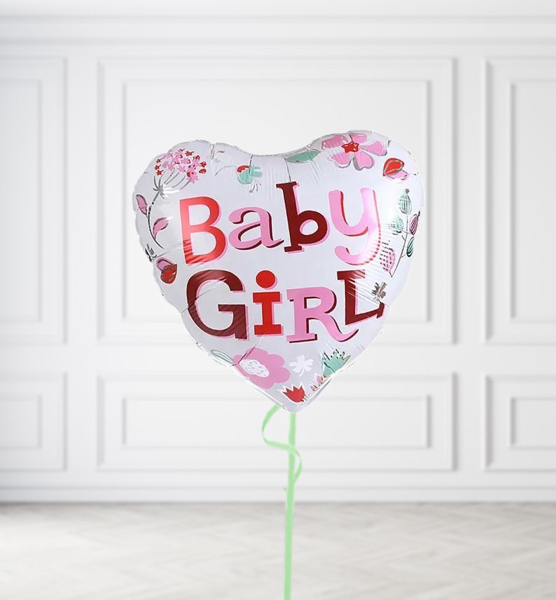 Baby Girl Heart Balloons, Build a Helium Filled Bunch: No Extras, Build a Bouquet: No Extras