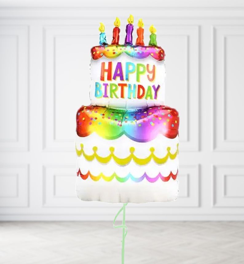 Happy Birthday Cake Balloons, Build a Helium Filled Bunch: No Extras, Build a Bouquet: No Extras