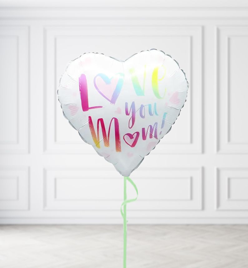 White Love You Mum Heart Balloons White Love You Mum Heart Balloons, Build a Helium Filled Bunch: No Extras, Build a Bouquet: No Extras