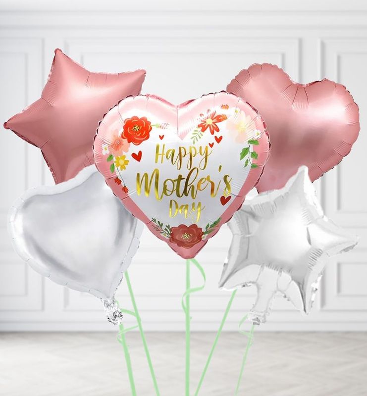 Pastel Pink Happy Mothers Day Heart Balloons