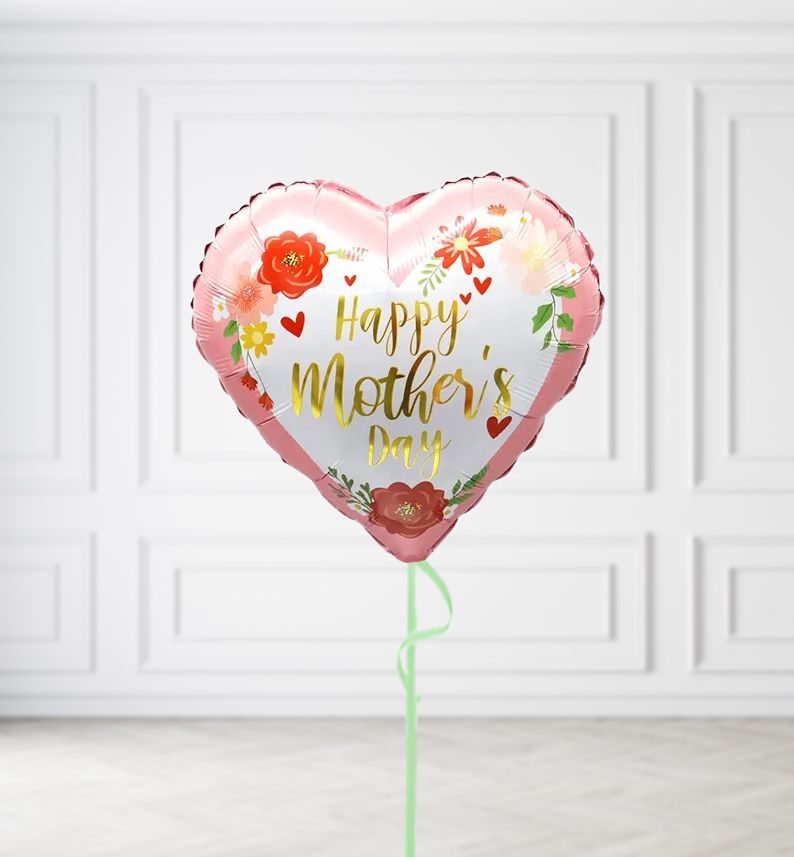 Pastel Pink Happy Mothers Day Heart Balloons Pastel Pink Happy Mothers Day Heart Balloons, Build a Helium Filled Bunch: No Extras, Build a Bouquet: No Extras