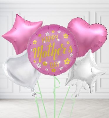 Pink and Gold Happy Mothers Day Balloons