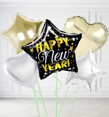 New Year Single Star Balloons