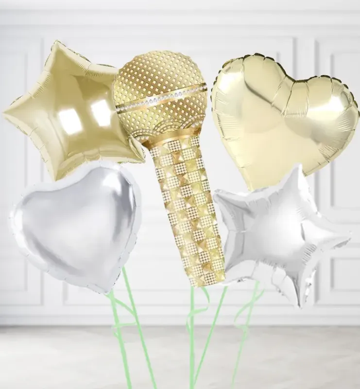 Gold Microphone Balloons