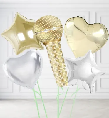 Gold Microphone Balloons