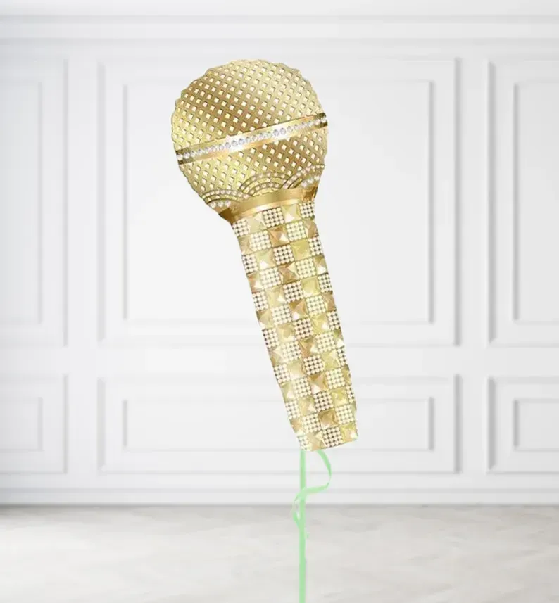 Gold Microphone Balloons Gold Microphone Balloons, Build a Helium Filled Bunch: No Extras