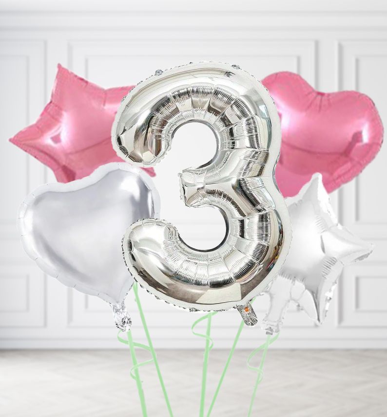 Silver Number Balloons