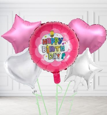 Pink Happy Birthday Bee Balloons