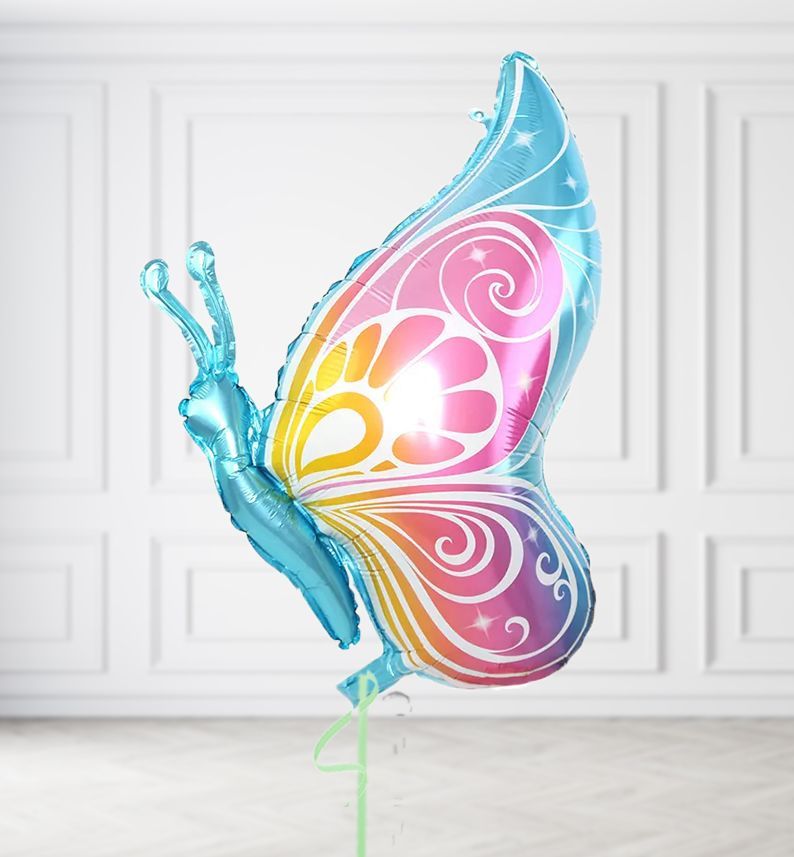 Blue and Pink Butterfly Balloons Blue and Pink Butterfly Balloons, Build a Helium Filled Bunch: No Extras, Build a Bouquet: No Extras