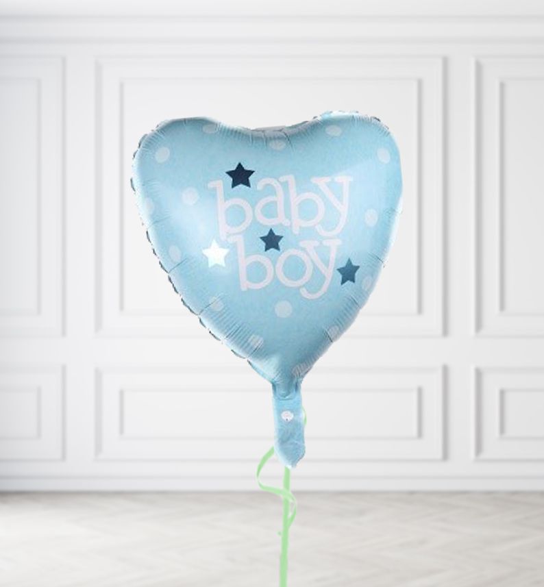 Mid Blue Baby Boy Balloons, Build a Helium Filled Bunch: No Extras, Build a Bouquet: No Extras