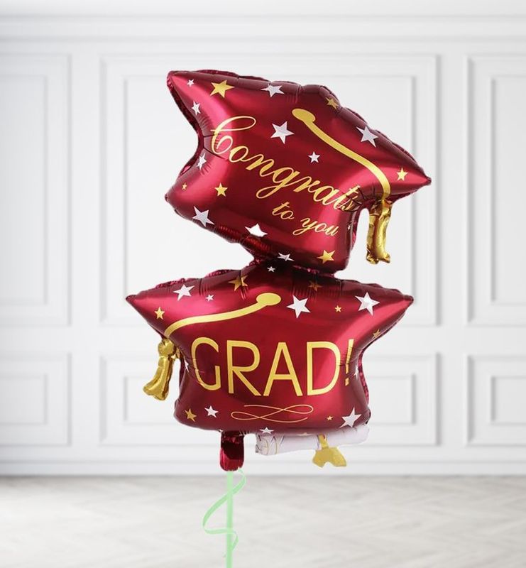 Red Graduation Hats Balloons