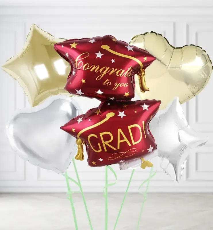 Red Graduation Hats Balloons