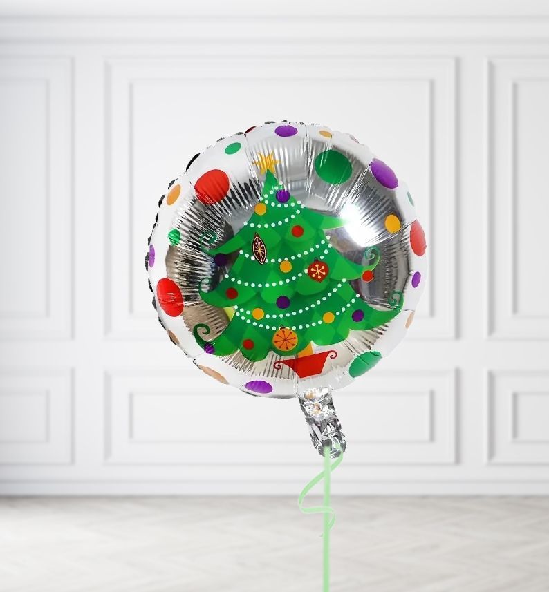 Silver Christmas Tree Round Balloons
