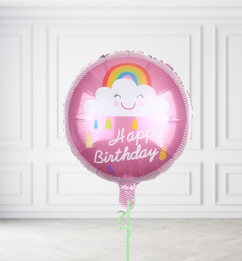 Pink Cloud Happy Birthday Balloons, Build a Helium Filled Bunch: No Extras, Build a Bouquet: No Extras