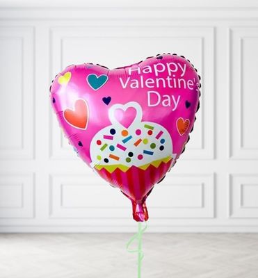Pink Cake Happy Valentines Day Balloons