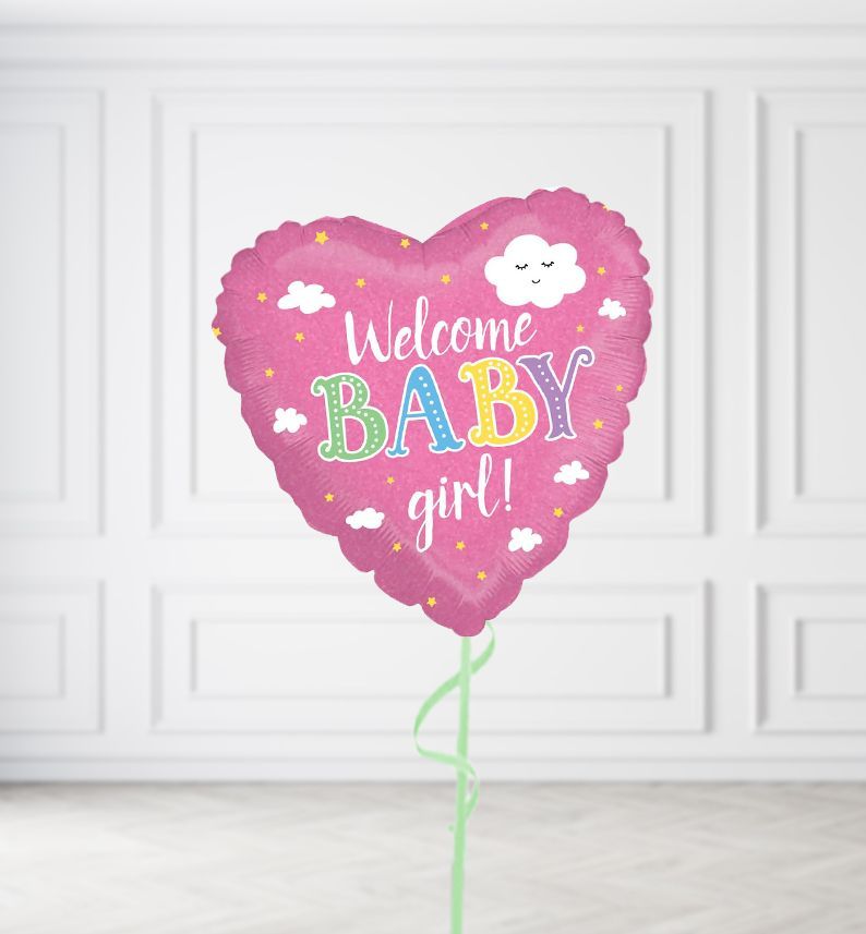 Welcome Baby Girl Balloons, Build a Helium Filled Bunch: No Extras, Build a Bouquet: No Extras