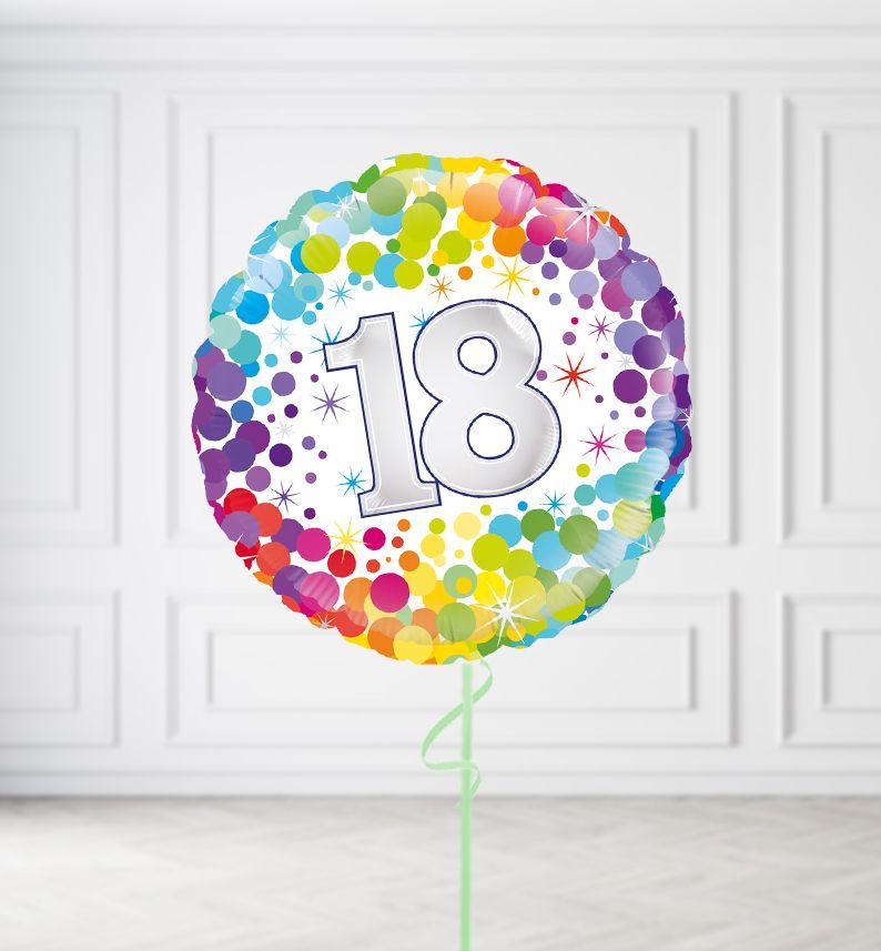 Happy 18th Birthday Confetti Balloons, Build a Helium Filled Bunch: No Extras, Build a Bouquet: No Extras