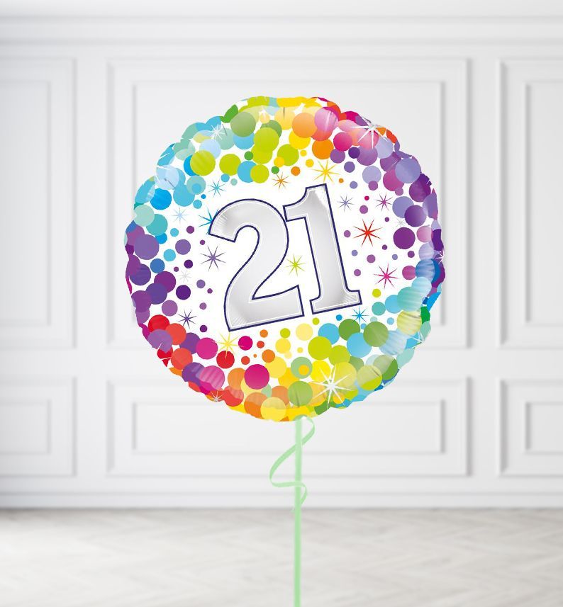 Happy 21st Birthday Confetti Balloons, Build a Helium Filled Bunch: No Extras, Build a Bouquet: No Extras