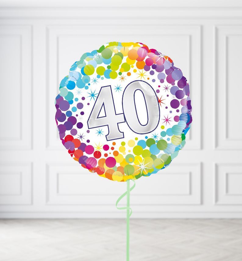 Happy 40th Birthday Confetti Balloons, Build a Helium Filled Bunch: No Extras, Build a Bouquet: No Extras