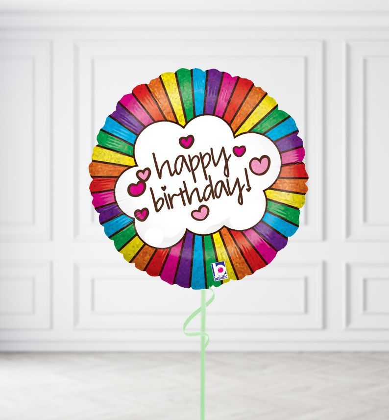 Retro Happy Birthday Rainbow Balloons Retro Happy Birthday Rainbow Balloons, Build a Helium Filled Bunch: No Extras, Build a Bouquet: No Extras