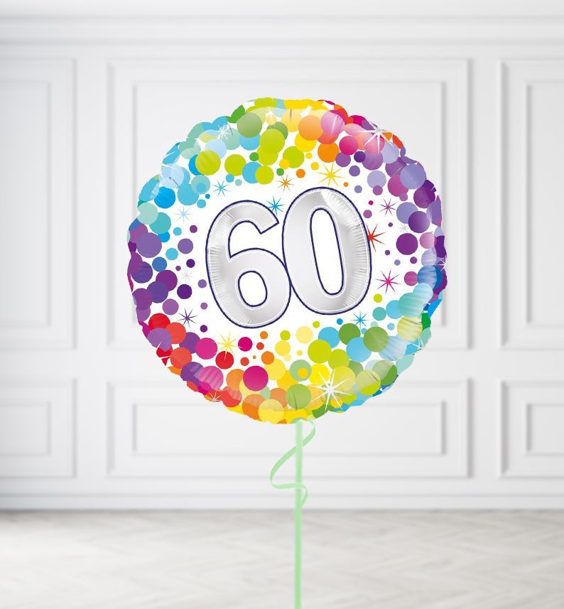 Happy 60th Birthday Confetti Balloons, Build a Helium Filled Bunch: No Extras, Build a Bouquet: No Extras