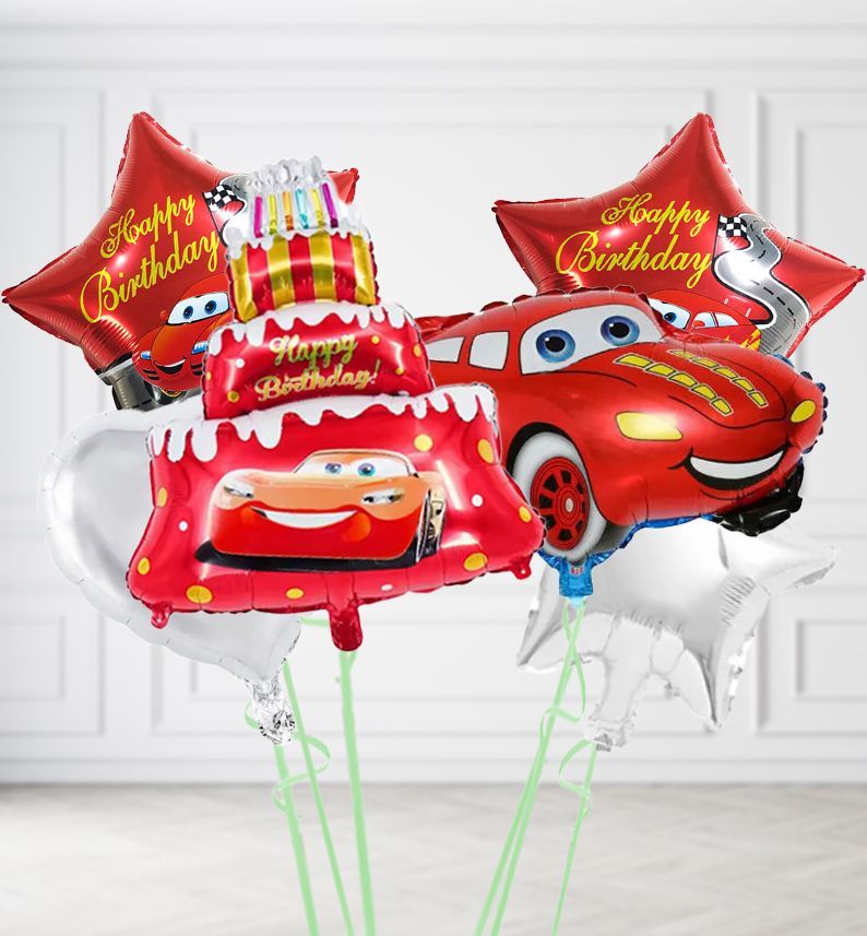 Lightning McQueen Collection Balloons, Colour Theme: Silver