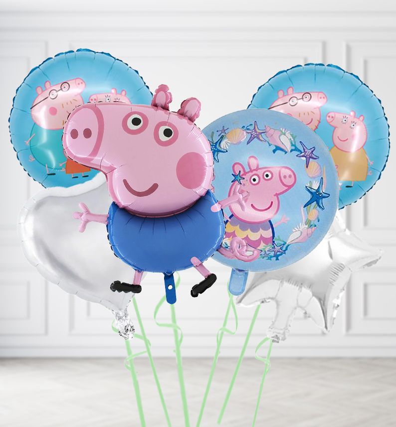 George Pig Collection Balloons, Colour Theme: Silver