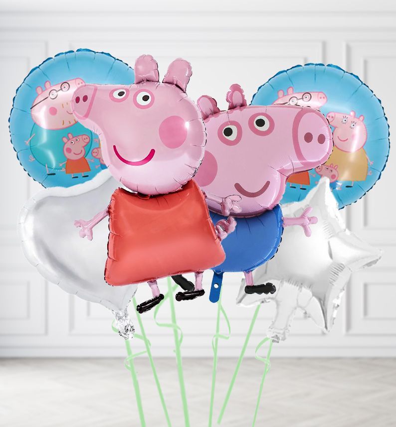 Peppa Pig Family Collection Balloons, Colour Theme: Silver