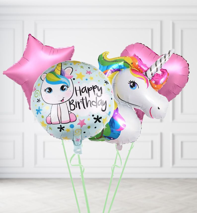 Happy Birthday Unicorn Duo Balloons, Colour Theme: Match with Centrepiece