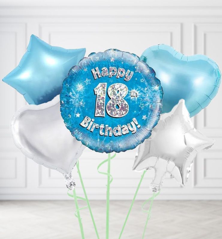 Happy 18th Birthday Blue Holographic Balloons Happy 18th Birthday Blue Holographic Balloons