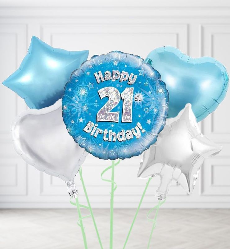 Happy 21st Birthday Blue Holographic Balloons Happy 21st Birthday Blue Holographic Balloons