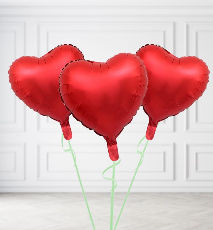 Matte Red Heart Balloon Bunches