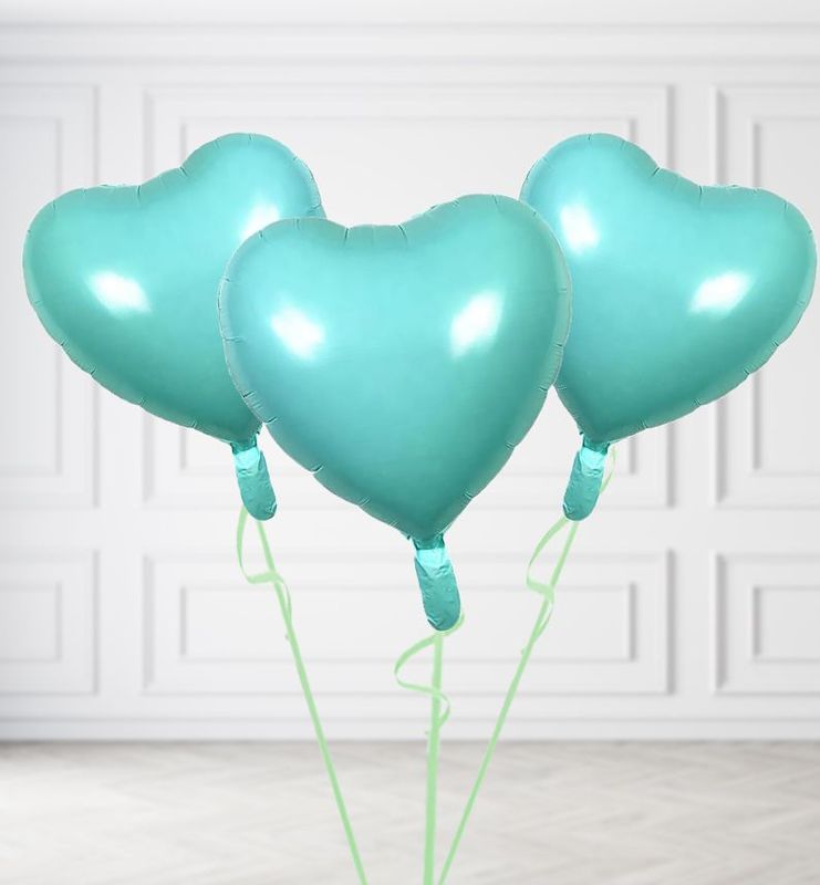 Teal Heart Balloon Bunches