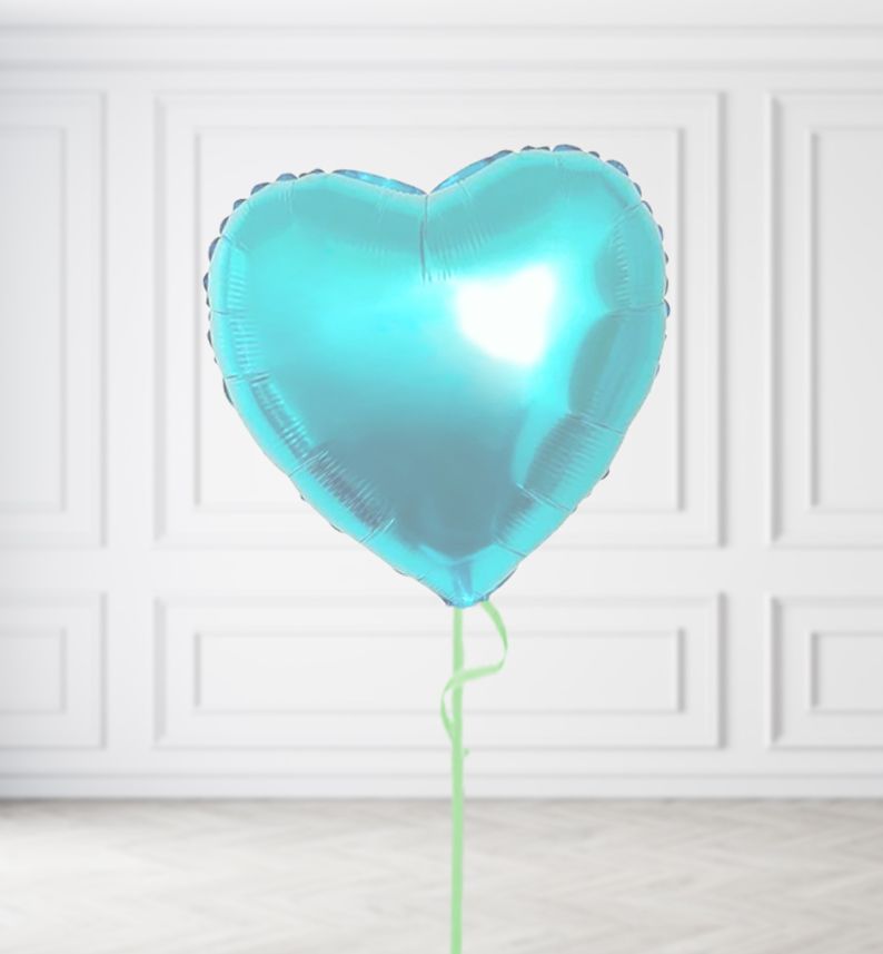Teal Heart Balloon Bunches, Build a Helium Filled Bunch: Single Balloon