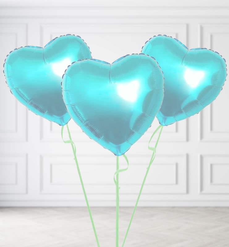Teal Heart Balloon Bunches