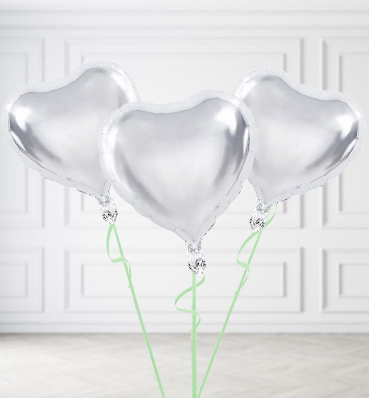 Silver Heart Balloon Bunches