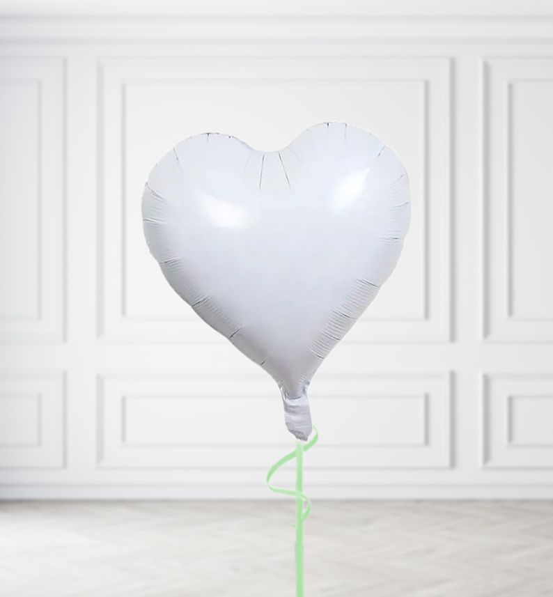 White Heart Balloon Bunches, Build a Helium Filled Bunch: Single Balloon