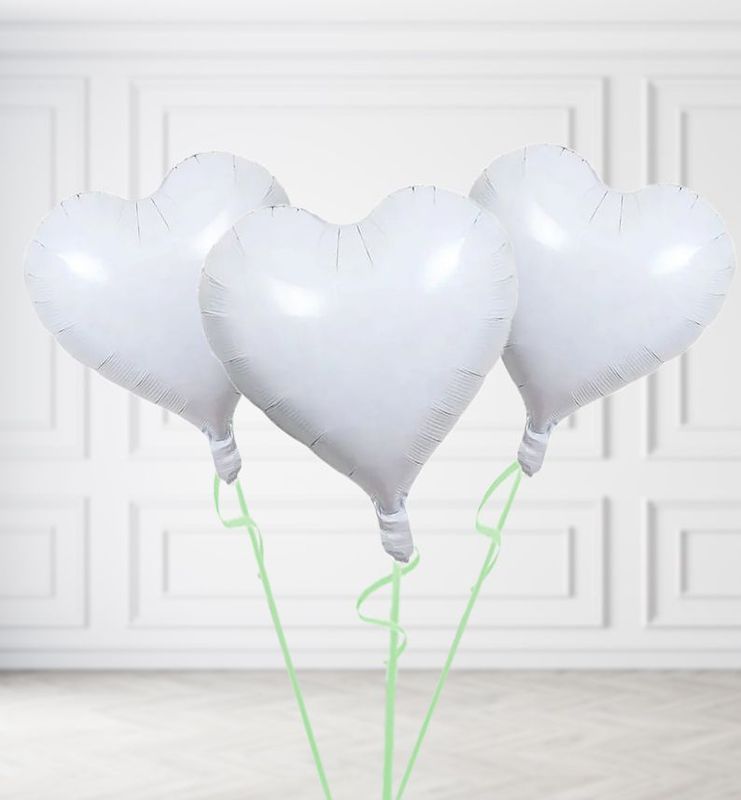 White Heart Balloon Bunches