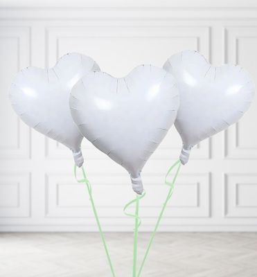 White Heart Balloon Bunches