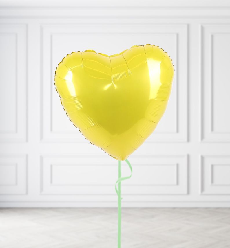 Yellow Heart Balloon Bunches, Build a Helium Filled Bunch: Single Balloon