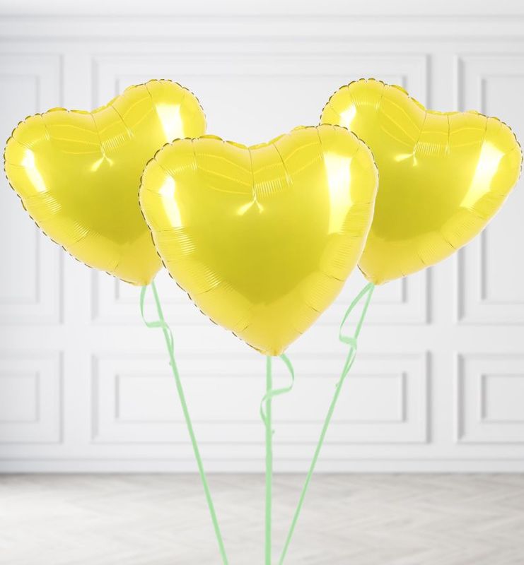 Yellow Heart Balloon Bunches