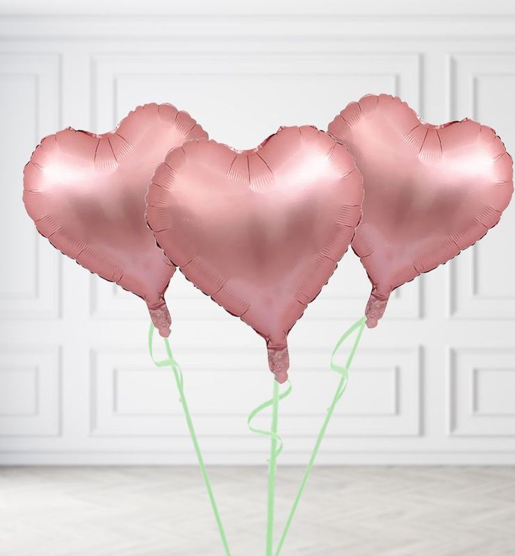 Rose Gold Heart Balloon Bunches