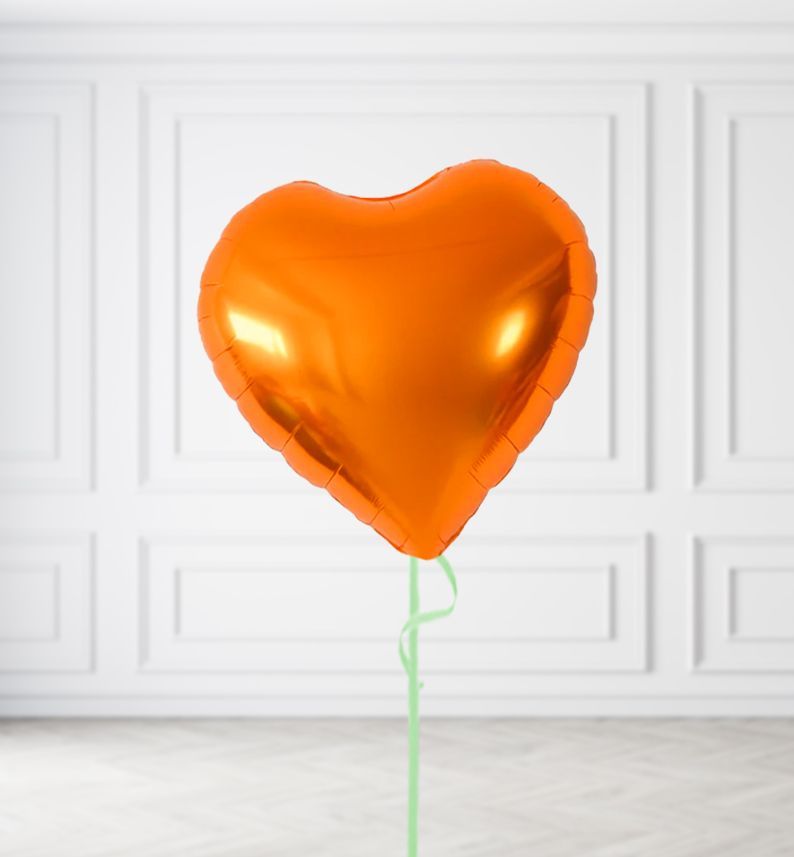 Orange Heart Balloon Bunches, Build a Helium Filled Bunch: Single Balloon