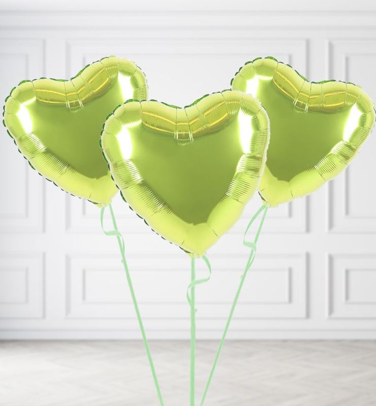 Green Heart Balloon Bunches