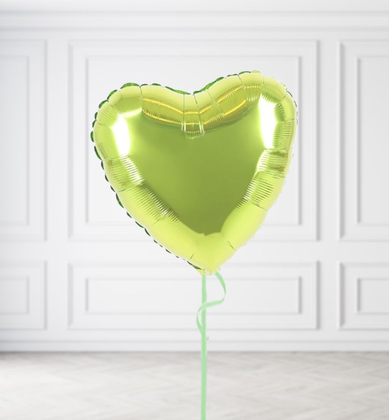 Green Heart Balloon Bunches, Build a Helium Filled Bunch: Single Balloon