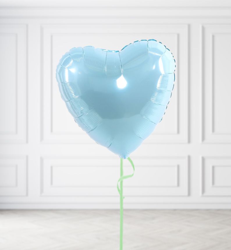 Baby Blue Heart Balloon Bunches, Build a Helium Filled Bunch: Single Balloon