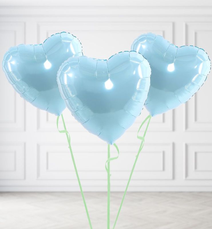 Baby Blue Heart Balloon Bunches