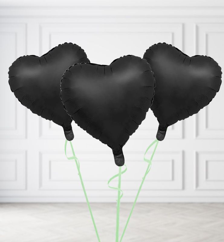 Black Heart Balloon Bunches