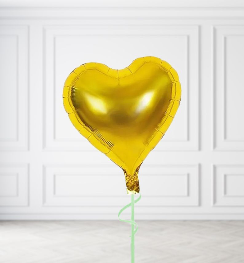 Gold Heart Balloon Bunches, Build a Helium Filled Bunch: Single Balloon