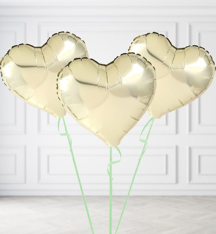 Champagne Gold Heart Balloon Bunches